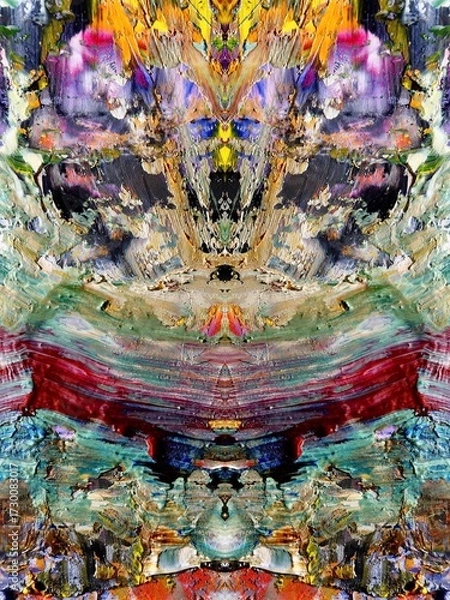 Fototapeta Abstract art background . Hand painting artwork on canvas .
