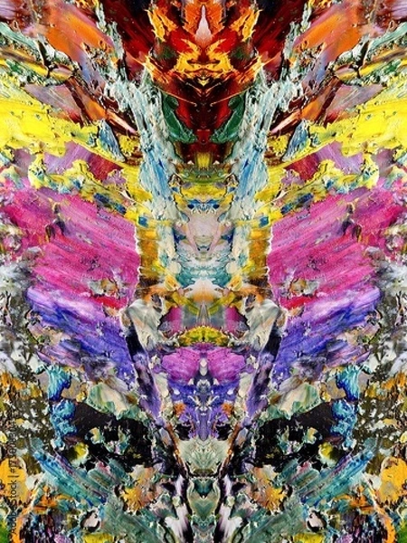 Fototapeta Abstract art background . Hand painting artwork on canvas .