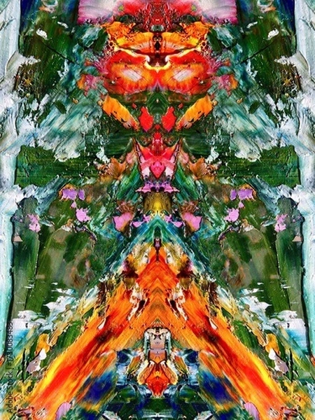 Fototapeta Abstract art background . Hand painting artwork on canvas .