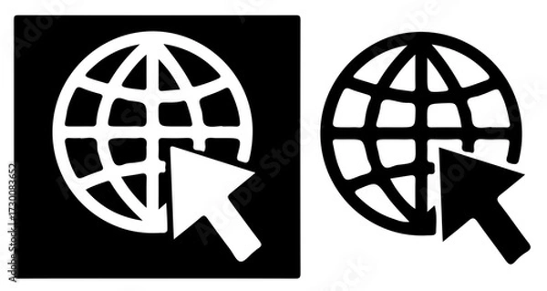 Fototapeta Global Internet Connection Icons Set – Globe with Cursor Symbols Collection