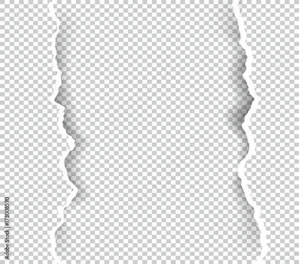 Fototapeta Set of blank Torn paper sheets. Vector note pieces collection with sticky tape.