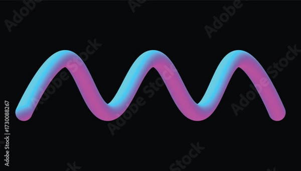 Fototapeta Colorful Neon Gradient Wavy Line on Black Background – Abstract Vibrant Pink and Cyan Light Effect in Fluid Motion Design