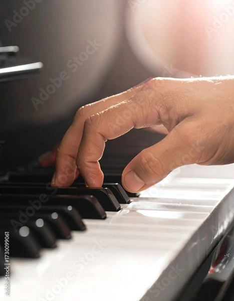 Obraz A hand playing piano keys