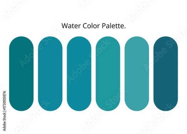 Fototapeta Modern watercolor palette with harmonious blue and teal gradient tones, perfect for abstract design, creative projects, digital backgrounds, fashion, branding, and minimal aesthetic themes