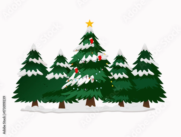 Obraz christmas tree isolated on white