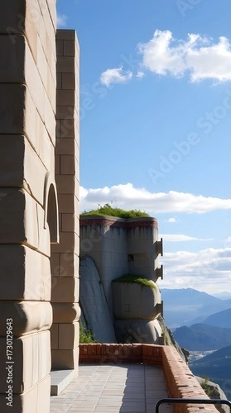 Obraz Balcony view overlooking scenic mountains