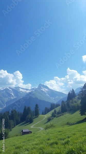 Obraz Clear blue sky over mountain ridge
