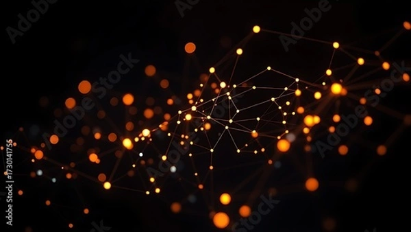 Fototapeta An abstract network of glowing nodes and connections, creating a futuristic visual effect.