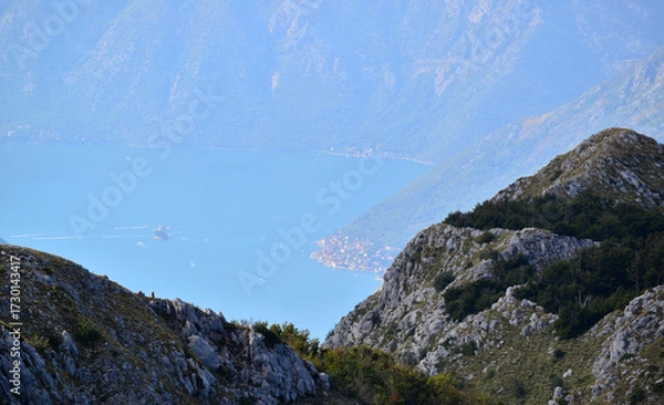 Fototapeta A view from the Bay of Kotor in Montenegro