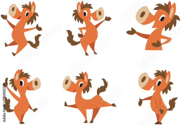 Obraz 手描きのゆるい馬キャラクターセット　(挨拶、案内、ガイド)