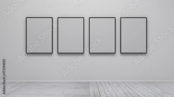 Obraz interior with blank picture frame 3d rendering