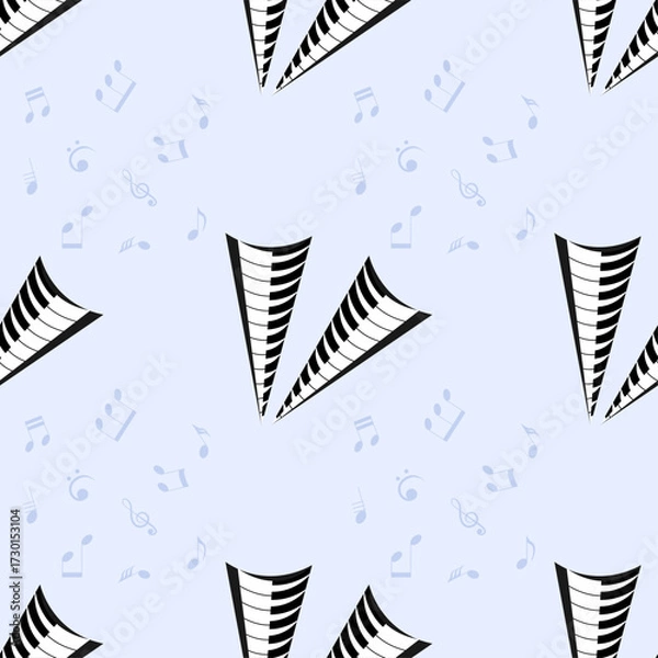 Obraz Seamless Pattern Abstract Elements Concert, Performance, Music Piano Keys Notes Vector Design Style Background Illustration Texture For Prints Textiles, Clothing, Gift Wrap, Wallpaper, Pastel