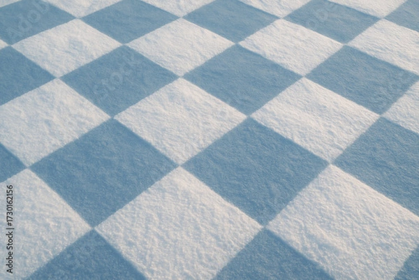 Fototapeta 雪原を覆う市松模様の光と影