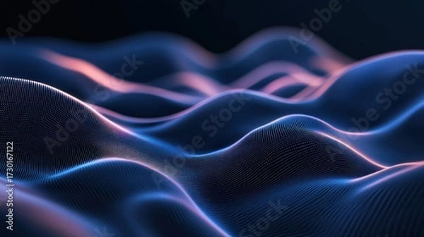 Fototapeta Abstract Glowing Waves of Data or Energy Field on a Dark Backdrop
