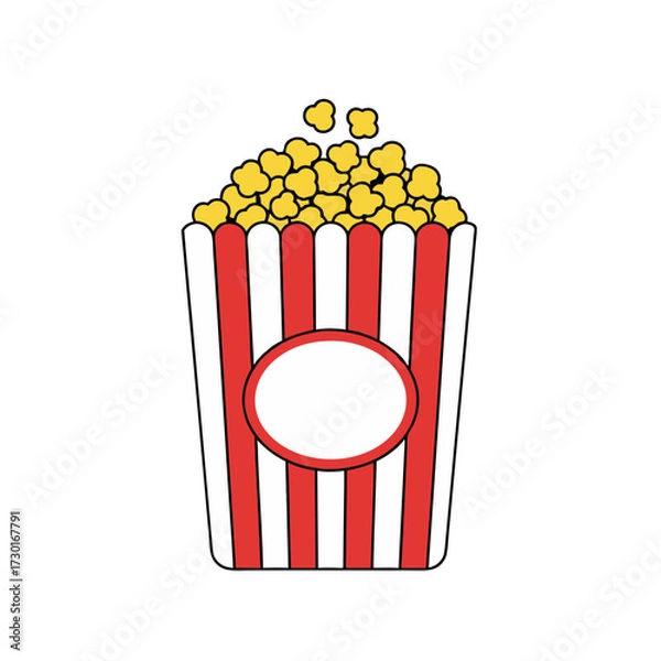 Obraz Popcorn Carton Filled with Yellow Kernels on White Background