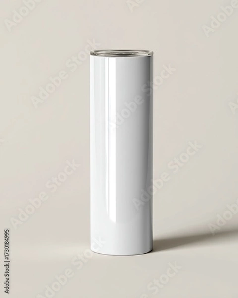 Obraz Smooth White Cylinder on Neutral Background for Minimalist Design