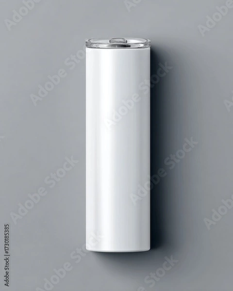 Obraz Sleek White Insulated Drink Container on Gray Background