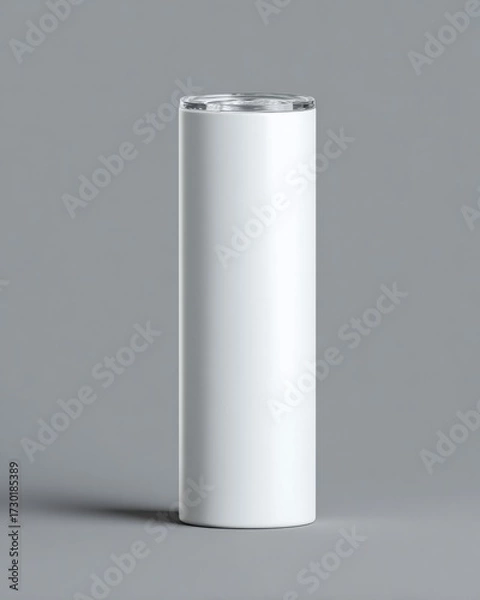 Obraz Minimalist Water Bottle on Gray Background with Clear Lid Design