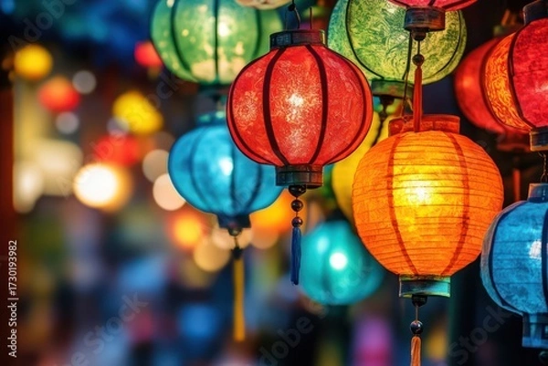 Fototapeta Colorful Defocused Bokeh Lights Blur Night Background