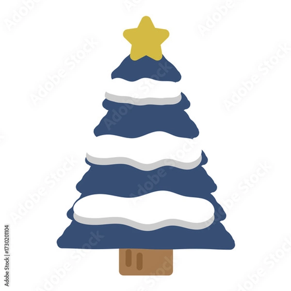 Fototapeta 雪が積もったクリスマスツリー　もみの木　イラスト