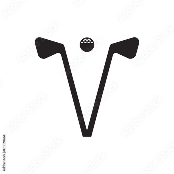 Fototapeta This logo is a combination of the letter V and golf. Simple, minimalist and futuristic.