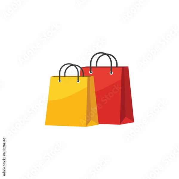 Fototapeta  Yellow and Red Shopping Bags ,Colorful Shopping Bags for Retail and Ecommerce 