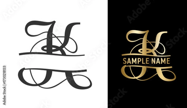 Obraz Split monogram logo template - elegant B letter