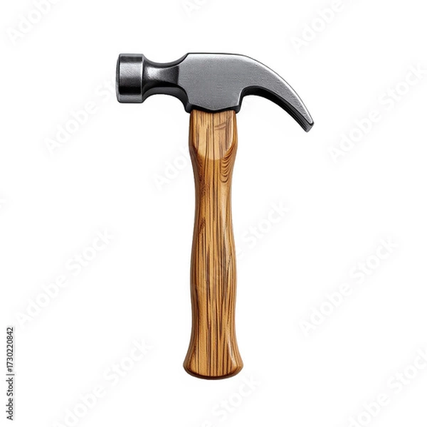 Fototapeta of Claw Hammer with Wooden Handle and Metal Head on Transparent Background