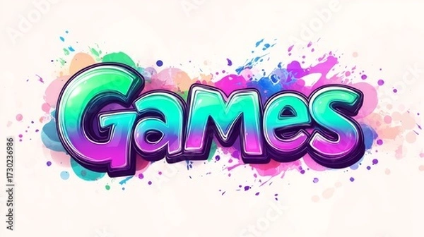 Fototapeta word "Games" in Comic style, written in bright red with a bold black outline.