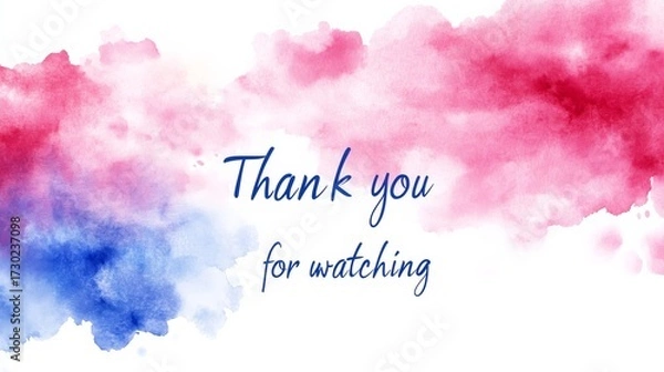 Fototapeta "Thank you for watching" in Watercolor style, written in soft pastel colors
