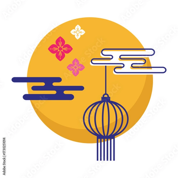 Obraz Chinese Lantern on the Moon - Illustration for Chuseok / Mid Autumn Festival. svg icon