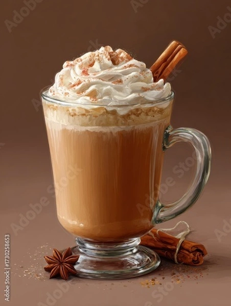 Obraz cup of cappuccino with cinnamon