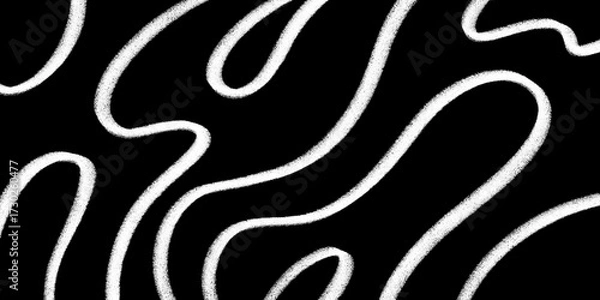 Fototapeta Black and white abstract fluid lines background. Hand drawn textured strings poster design. For advertisement, presentation, or cover graphic element.