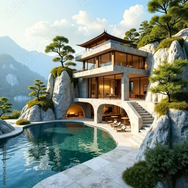 Fototapeta The elegant landscape of ancient waterfront architecture