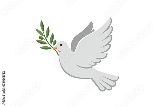 Fototapeta White Dove with Olive Branch Symbolizing Peace and Hope.