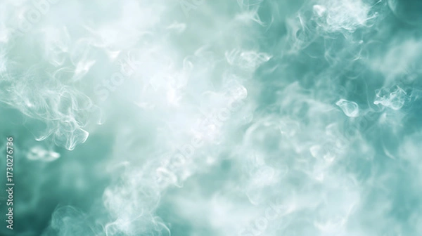Fototapeta Smoke Teal Background, ethereal teal smoke trails flow and mingle, creating a dreamy and atmospheric misty vapor background for dreamy designs or mystical creations, tranquil and elegant