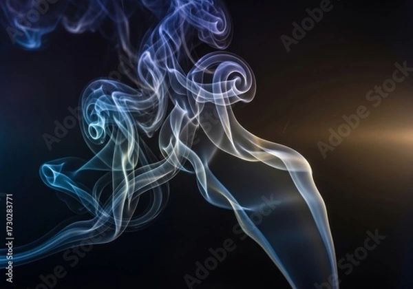 Fototapeta Mesmerizing colorful smoke patterns gracefully flowing and swirling against a subtle gradient background, creating an abstract and dynamic visual composition.