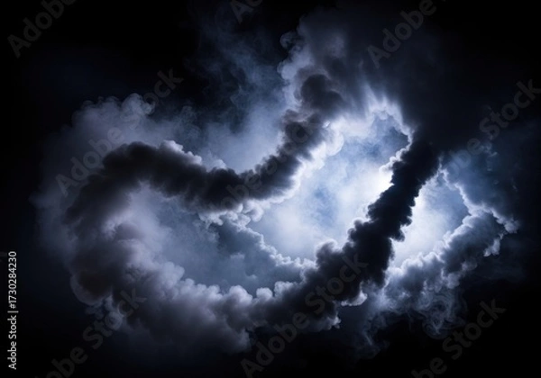 Obraz Dynamic Swirling Smoke and Light Abstract on Dark Canvas