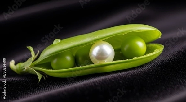 Fototapeta Pearl Inside Pea Pod, Symbol of Value and Discovery
