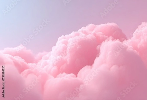 Fototapeta Soft Pink Clouds Against a Gentle Blue Sky with Dreamy Vibes