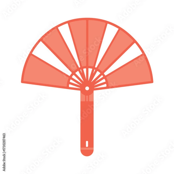 Fototapeta Coral open fan with handle, blades radiating from a central point