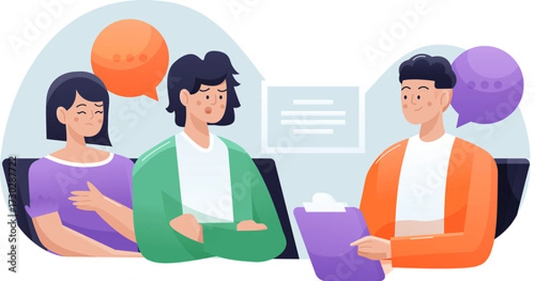 Fototapeta Group Discussion Illustration Communicating Ideas Using Speech Bubbles Transparent Background