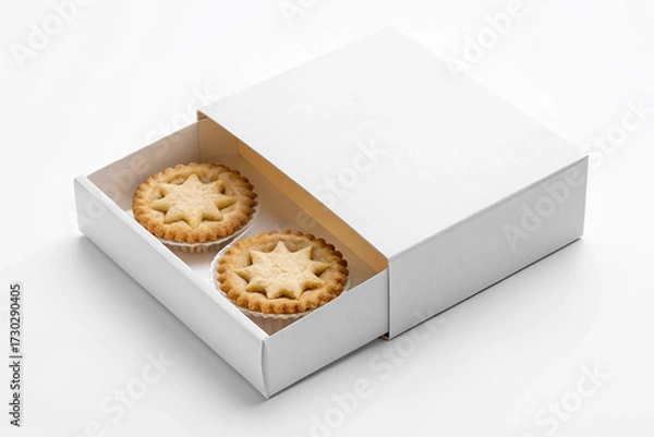 Fototapeta Blank White Slide-Out Drawer Box Mockup with Two Desserts Inside