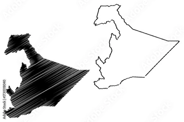 Obraz Somali Region (Federal Democratic Republic of Ethiopia, Horn of Africa, Regions and chartered cities of Ethiopia) map vector illustration, scribble sketch Somali Regional State map