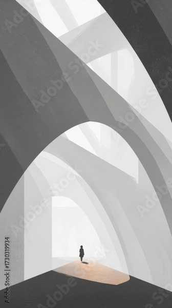 Fototapeta Abstract Modern Architecture with Large Curved Structures and Minimalist Design
