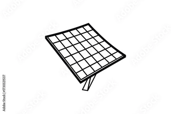 Fototapeta Black and white illustration of a grid panel with a stand silhouette