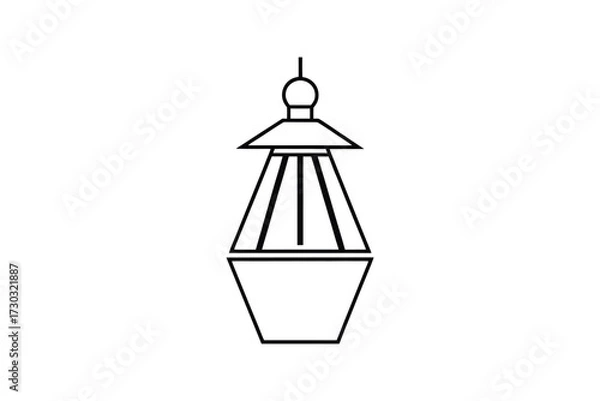 Fototapeta Simple line drawing of a vintage lantern minimalist design silhouette