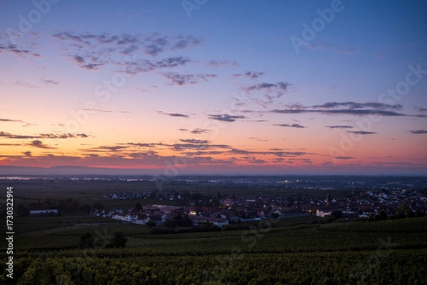 Fototapeta dawn over a village