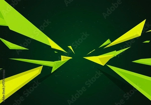 Fototapeta Dynamic Green Yellow Triangle Burst Design