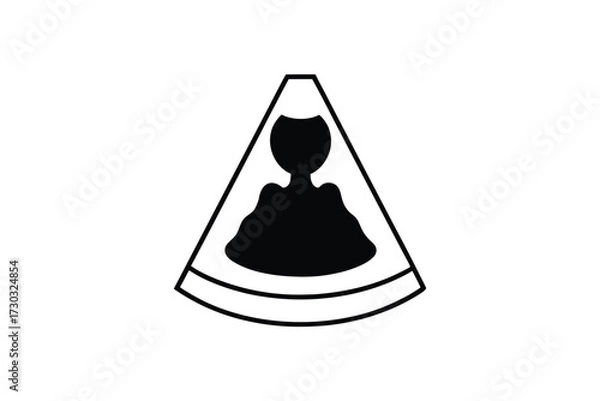 Fototapeta Minimalist design of a cone shape with a cat form silhouette